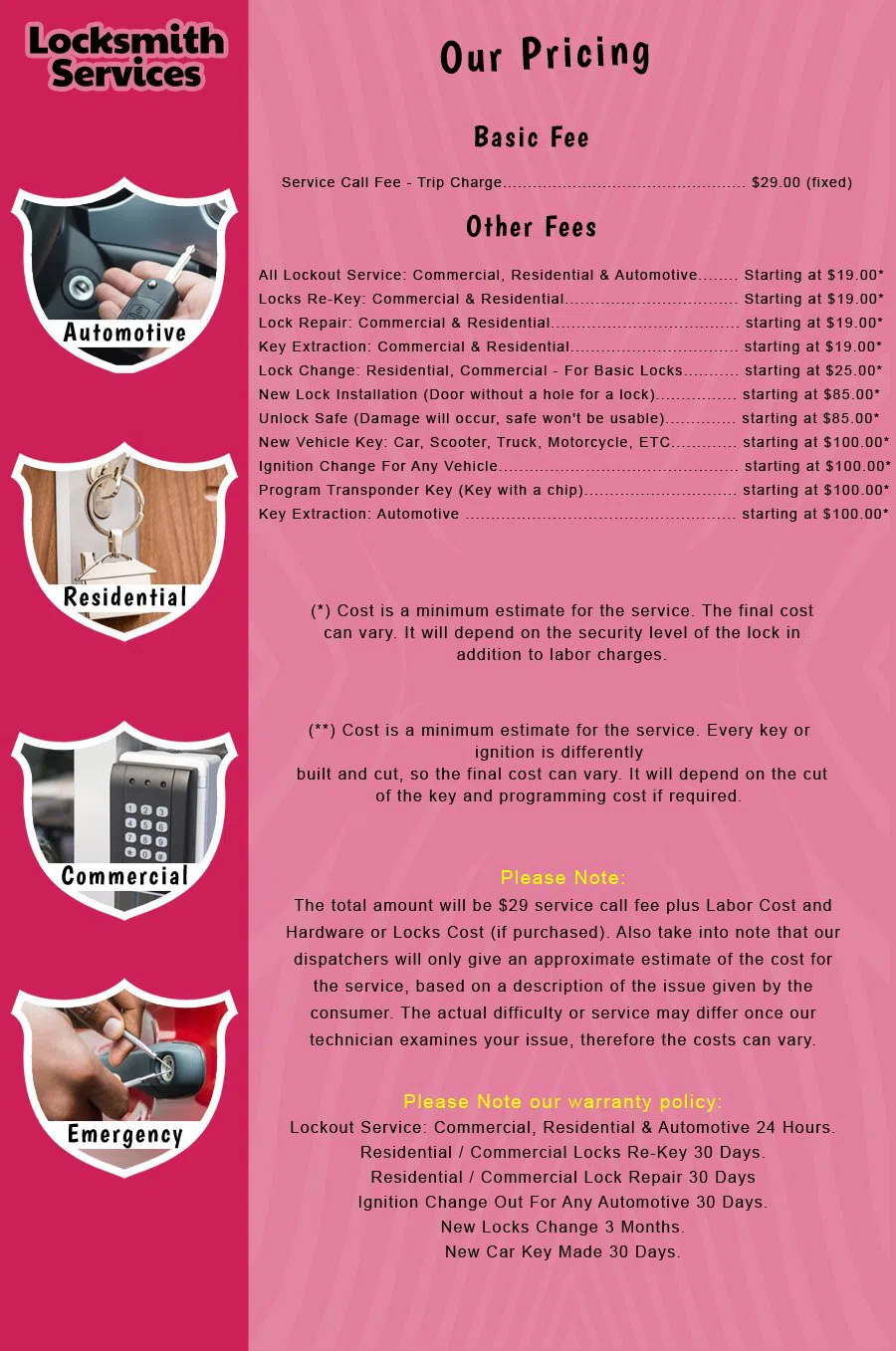 Pennsauken Township Locksmith Store Pennsauken Township, NJ 856-382-1078 - price-list-c-18